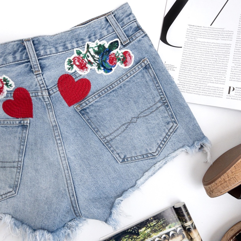 LUCKY BRAND . Embroidered Cutoff Denim Shorts